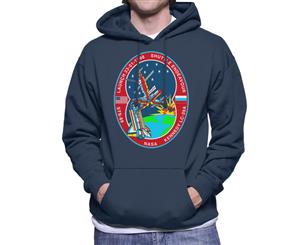 NASA STS 89 Endeavour MIR Space Station Badge Men's Hooded Sweatshirt - Navy Blue