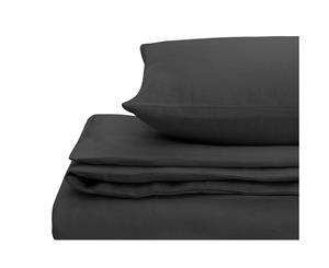 Natural Home Linen Quilt Cover Set Super King Bed CHARCOAL