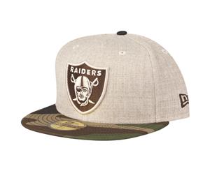 New Era 59Fifty Cap - HEATHER OAT Oakland Raiders wood camo - Beige