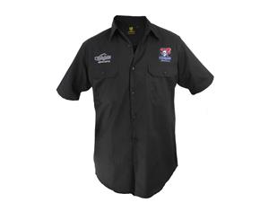 Newcastle Knights NRL Short Sleeve Button Work Shirt BLACK