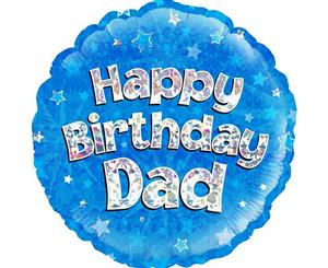 Oaktree 18 Inch Circle Happy Birthday Dad Foil Balloon (Blue/Silver) - SG7646