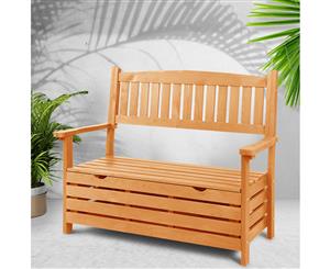 Outdoor Storage Bench Box Wooden Garden Chair 2 Seat Toy Tool Sheds Chest Patio Furniture Gardeon