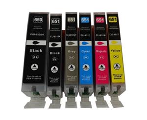 PGI-650XL CLI-651XL Compatible Inkjet Set 6 Cartridges [Boxed Set]