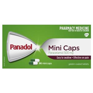 Panadol Mini Caps for Pain Relief Paracetamol 500mg 96