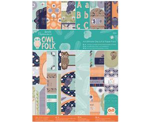 Papermania Ultimate A4 Die-Cuts & Paper Pack 48/Pkg-Owl Folk