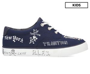 Polo Ralph Lauren Boys' Canvas Vaughn Shoe - Navy/Doodle Print