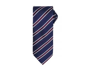 Premier Mens Waffle Stripe Formal Business Tie (Navy/Aubergine) - RW5236