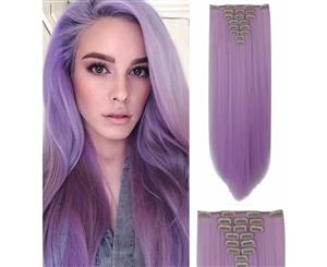 Purple Deluxe Straight Hair 7Piece 16Clips 20" Hair Extension 07Purple