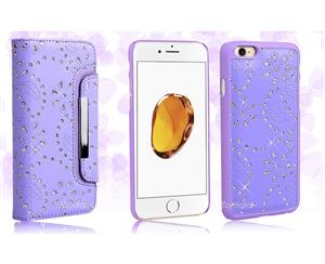 Purple For Apple iPhone XR Magnet Diamond Wallet Leather Case Cover