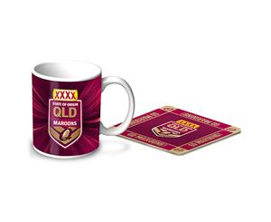 Queensland State of Origin NRL Ceramic Coffee Mug and Coaster Gift Set