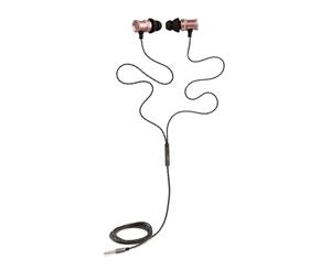 REYTID In-Ear Earphones Headphones - HD Sound - DEEP Bass with Metal 1-button Mic - Compatible with iPhone and Android - Rose Gold / Pink - Pink