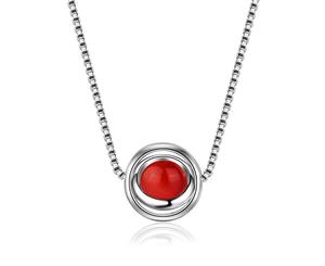 Red Mystic Agate Necklace-White Gold/Red