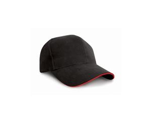 Result Pro-Style Heavy Brushed Cotton Baseball Cap With Sandwich Peak (Black/Red) - BC966