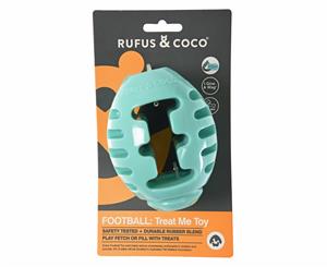 Rufus & Coco Treat Me Football Dog Toy Aqua