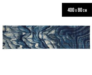 Rug Culture 400x80cm Oskar Mid Century Runner Rug - Indigo