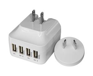 SM568W DOSS 5V 6.8A Four USB Charger White Interchangable Travel Adaptor 4 USB Outputs 5V 6.8A FOUR USB CHARGER WHITE