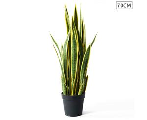 SOGA 70cm Artificial Indoor Yellow Edge Tiger Piran Fake Decoration Tree Flower Pot Plant