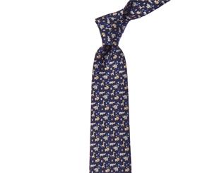 Salvatore Ferragamo Navy Animals Silk Tie