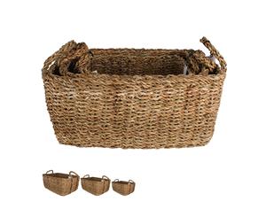 Seagrass Storage Rattan Woven Basket W/ Handle Set of 3 Plant Pot Organizer