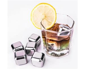 Set of 6 High Quality Stainless Steel Cubes Whisky Chilling Reusable Ice Cubes