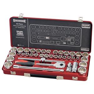 Sidchrome 40 Piece AF/Metric 1/2inch Socket Set