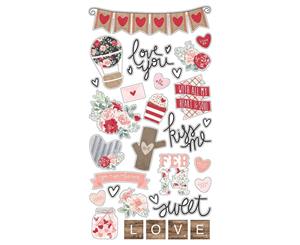 Simple Stories Kissing Booth Chipboard Stickers 6inch X12inch