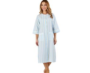 Slenderella HC1224 Stripe Seersucker Blue Robe