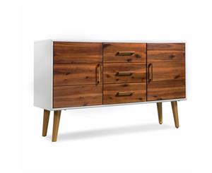 Solid Acacia Wood Sideboard Drawers 2 Doors Cupboard Storage Organiser