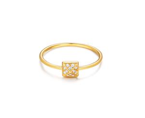 Square Pyramid CZ Pave Ring in Sterling Silver Gold Plated