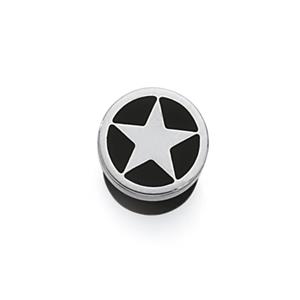 Stainless Steel & Black Round Star Single Stud