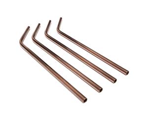 Stainless Steel Straw Bent 215mm - 4 Pack - Rose Gold