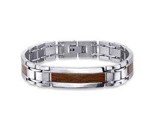 Stainless Steel Wood Look Plain Bracelet for Men