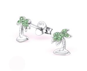 Sterling Silver Kids Plam Tree Stud earrrings made with Swarovski Crystal