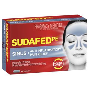 Sudafed Pe Sinus + Anti Inflammatory Pain Relief 48 Tablets