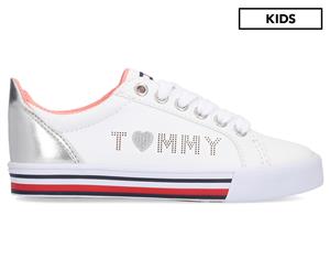 Tommy Hilfiger Girls' Arrin Logo Sneakers - White/Silver