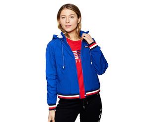 Tommy Hilfiger Sport Women's Stripe Ribbed Hooded Jacket - Lapis