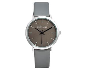 Tony+Will Women's 42mm Slim Leather Watch - Grey