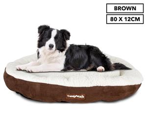 Trendy Pets 80x12cm Super Soft Sherpa Round Pet Mattress - Brown