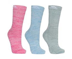 Trespass Womens Helvellyn Mid Length 3 Pack Walking Socks - Rose Melange / Blue Melange / Sage Melange