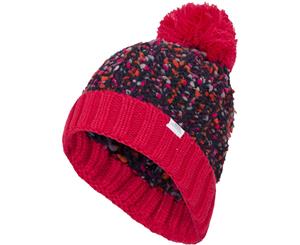 Trespass Womens/Ladies Eloise Knitted Acrylic Pom Pom Beanie Hat - Navy / Raspberry