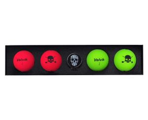 Volvik Vivid Skull Edition Golf Balls - 4 Pack Red/Green - Unisex