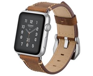 WIWU Dermal Leather Watch Band Crazyhorse Diamond Buckle For Apple Watch 5/4/3/2/1-Brown