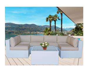 White Majeston Modular Outdoor Furniture Lounge With White Cushion Cover