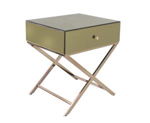 Whitney Crossed Mirrored Bedside Champagne