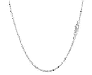 10k White Gold Sparkle Chain Bracelet 1.5mm 10" - White