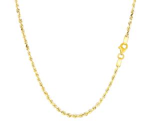 10k Yellow Solid Gold Diamond Cut Rope Chain Necklace 2.0mm - Yellow