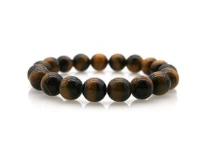 10mm Natural Gorgeous Semi-Precious Tiger Eye Gemstones Healing Crystal Stretch Beaded Bracelet