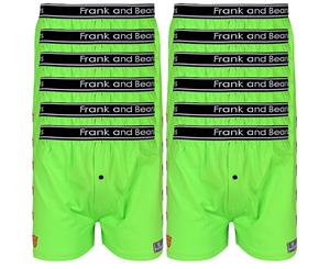 12 Pack Boxer Shorts Frank and Beans Underwear Mens 100% Cotton S M L XL XXL - Green