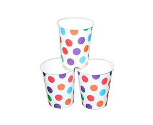 12pce Colour Polka Dots Theme Party Paper Cups 200ml for Birthday Parties