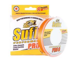 150yd Spool of 18lb Sufix Pro 8 Braided Fishing Line - Neon Orange Fishing Braid